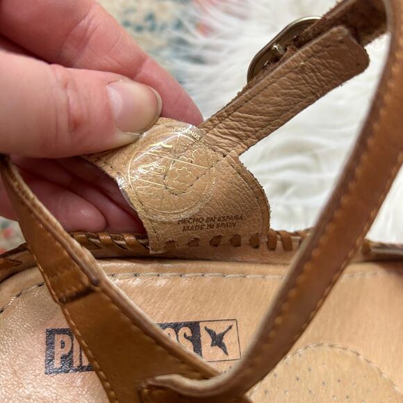 $200 Pikolinos Vila Wedge Sandal in Brandy 36 / 5.5-6 Brown Leather Espadrille - Picture 10 of 10